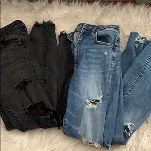 Two American Eagle super distressed jeans